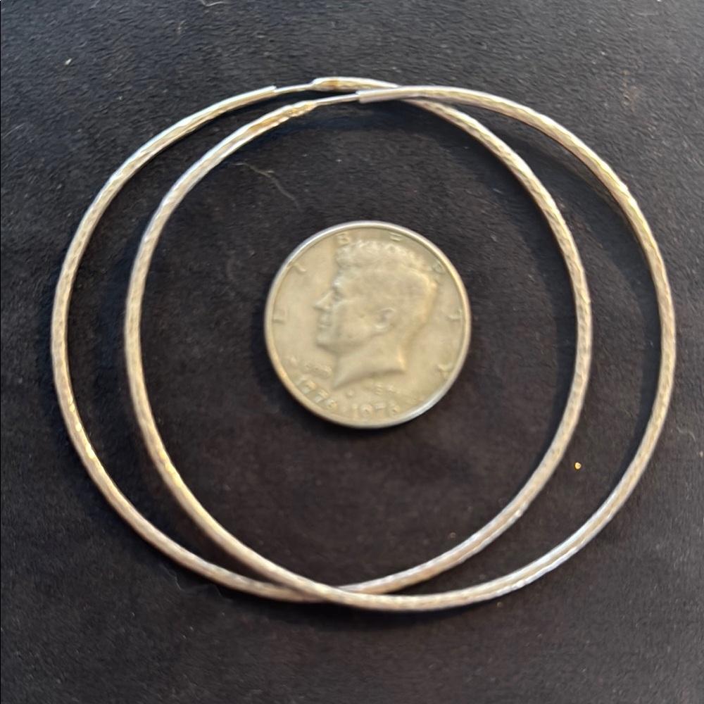 3" Elegant Sterling Silver Hoop Earrings Dancer/Balletcore